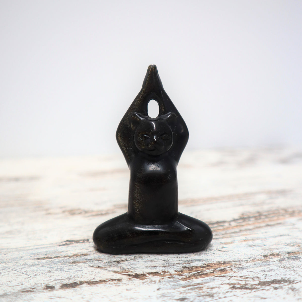 Gold Sheen Obsidian Yoga Cat | Intuitively Chosen | Protection, Focus &amp; Inner Power
