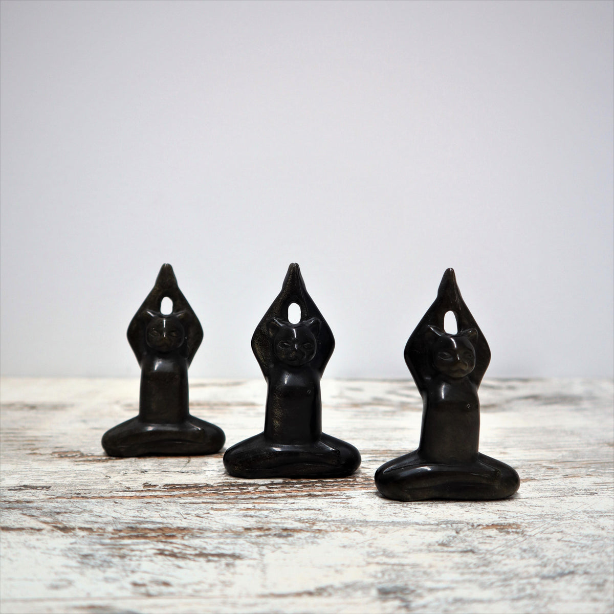 Gold Sheen Obsidian Yoga Cat | Intuitively Chosen | Protection, Focus &amp; Inner Power